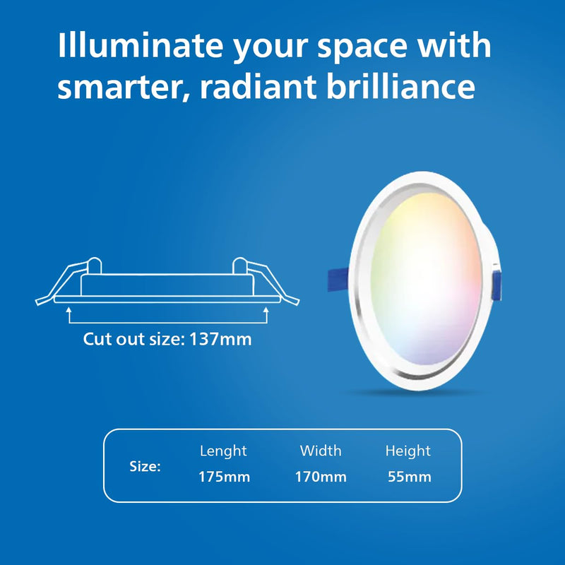 Philips 15W Smart Wi-Fi Aura Dimmable Downlight (White, B0G24T4VY5)