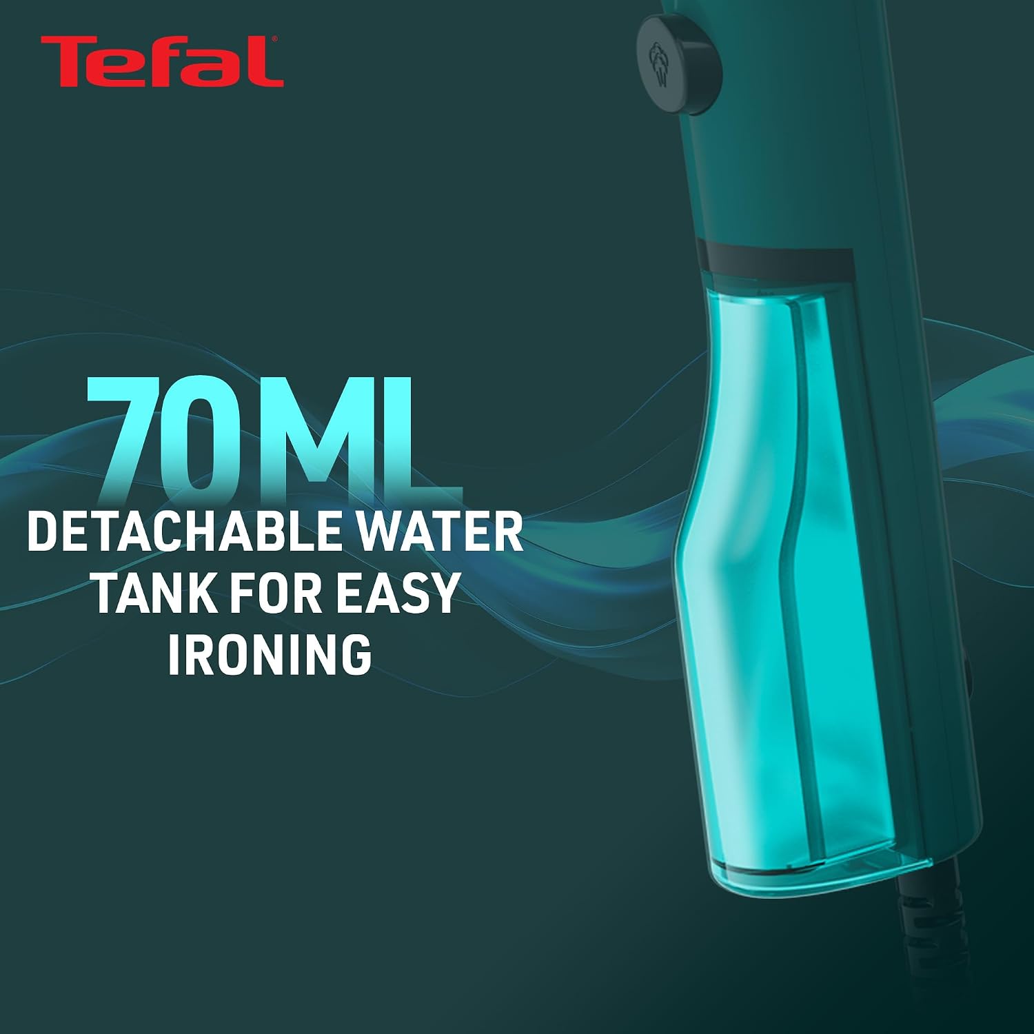 Tefal Pure Pop Handheld Garment Steamer | 1300W | Compact, Convenient Vertical Steaming | Reversible Pad | 2m Cable | 20g/min Steam | 15-sec Heat-Up | Green | No.1 Ironing Brand in Europe