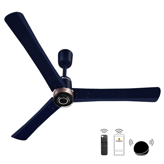 atomberg Renesa Elite Smart 1200mm Voice Enabled BLDC Ceiling Fan with Remote Control | BEE 5 star | High Air Delivery with Moonbeam LED Light | Designer Fan | 5 Year Warranty | Ritz Blue