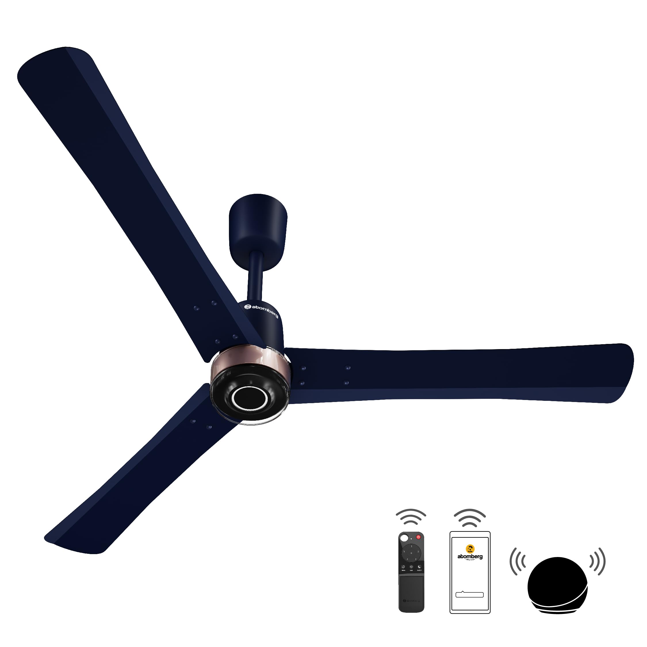 atomberg Renesa Elite Smart 1200mm Voice Enabled BLDC Ceiling Fan with Remote Control | BEE 5 star | High Air Delivery with Moonbeam LED Light | Designer Fan | 5 Year Warranty | Pearl White