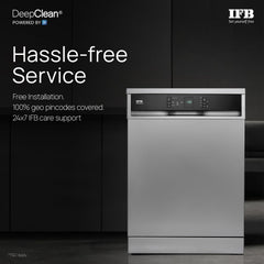 IFB 15 Place Freestanding Dishwasher with DeepClean® Technology, 3rd Cutlery Tray, 70°C Hot Water Wash, Turbo Drying, An