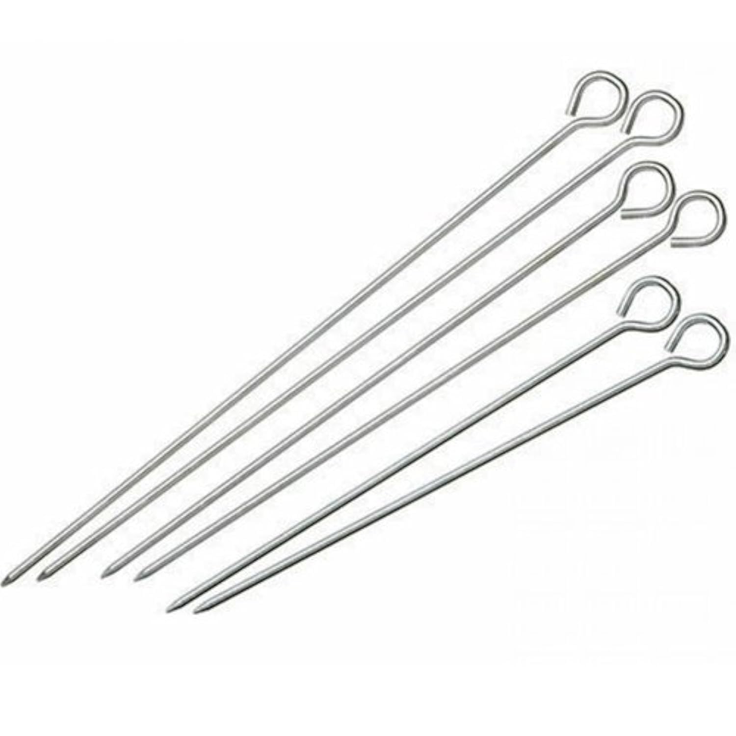Dynore Stainless Steel Barbeque Tandoor Tikka Kabab Metal Sticks Rods (12 Inch)- Set of 6