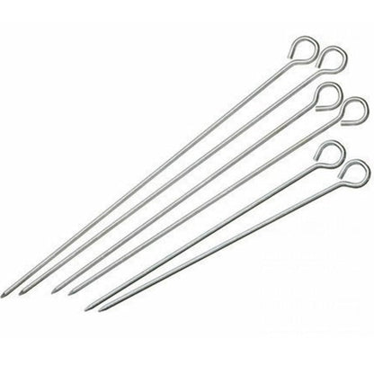 Dynore Stainless Steel Barbeque Tandoor Tikka Kabab Metal Sticks Rods (12 Inch)- Set of 6