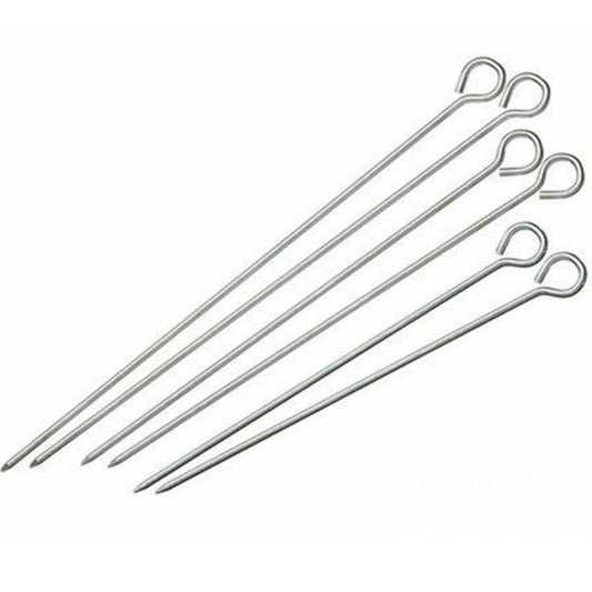 Dynore Stainless Steel Barbeque Tandoor Tikka Kabab Metal Sticks Rods (12 Inch)- Set of 6
