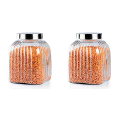 AGARO Elegant Glass Jar 3500 ml, Steel Lid, Storage Glass Container, Transparent, Kitchen Organiser, Multipurpose Jar