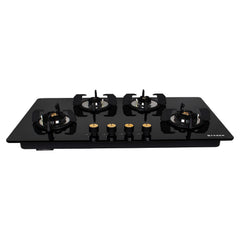 Faber Hob/Hobtop 4 Brass Burner Auto Ignition Glass Top Gas Stove(Maxus HT904 CRS BR CI AI) Black