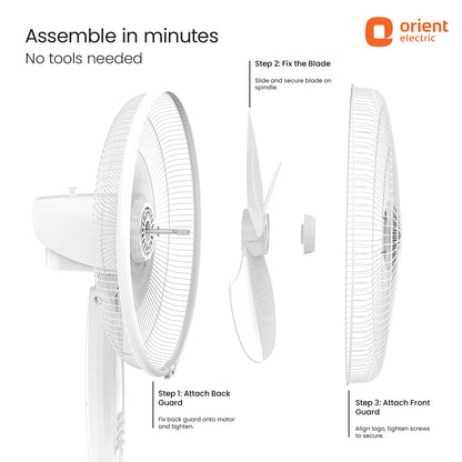 Orient Electric Stand 87 Pedestal Fan | High Speed 2100 RPM 95 CMM | 100% Copper Motor | 90 Degree Oscillation and Tilt | Adjustable Height | 3 Speed | Military Grade Guard| White