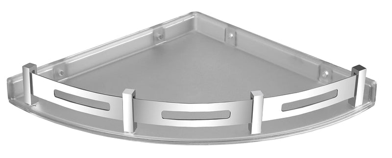 Plantex Bathroom Corner Shelf for Wall Plastic/Unbreakable Corner Stand for Bathroom with Stainless Steel Railings/Bathroom Accessories (9x9 inches, Transparent)-4
