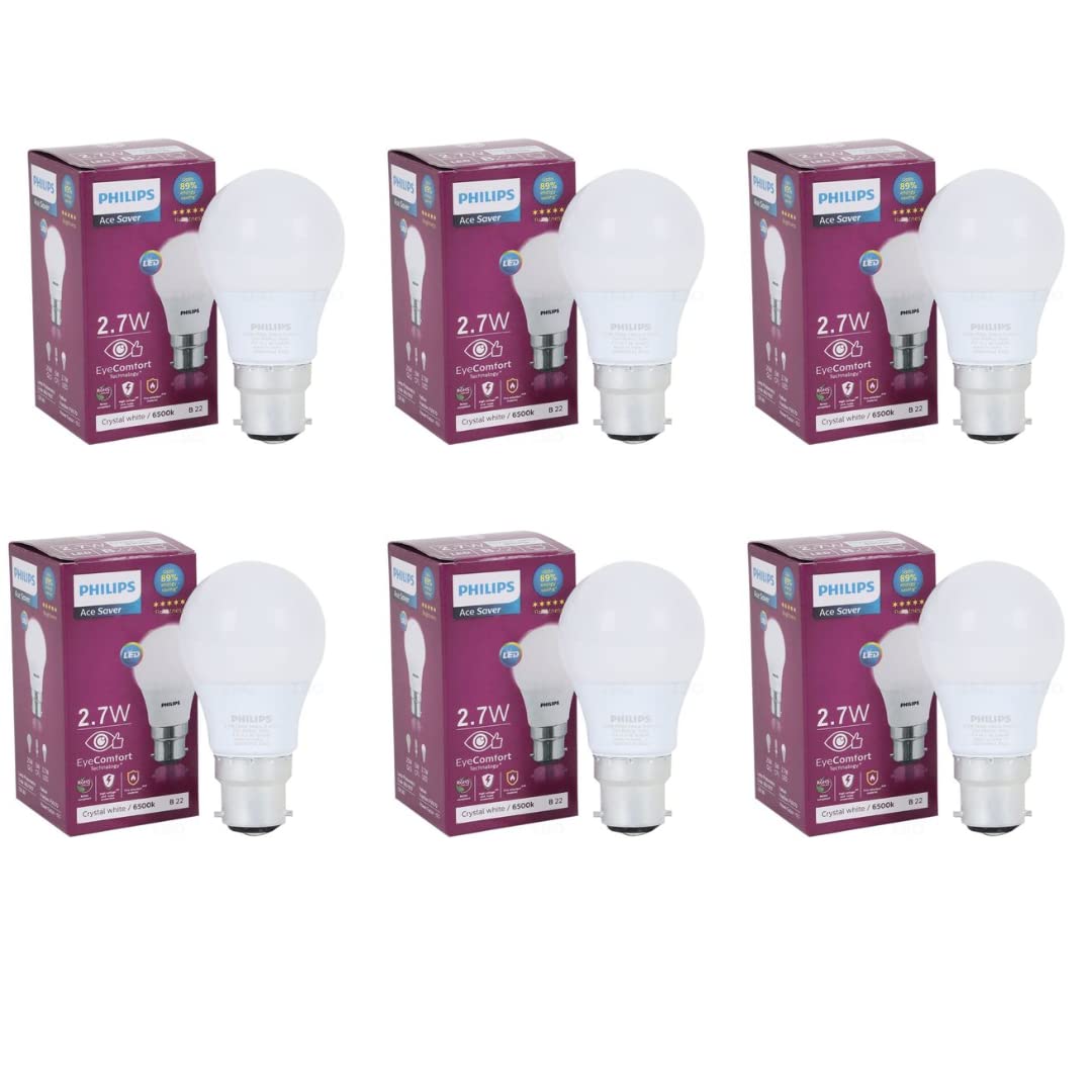 Philips Base B22 3Watt LED Bulb (Cool Day Light, Pack of 6)
