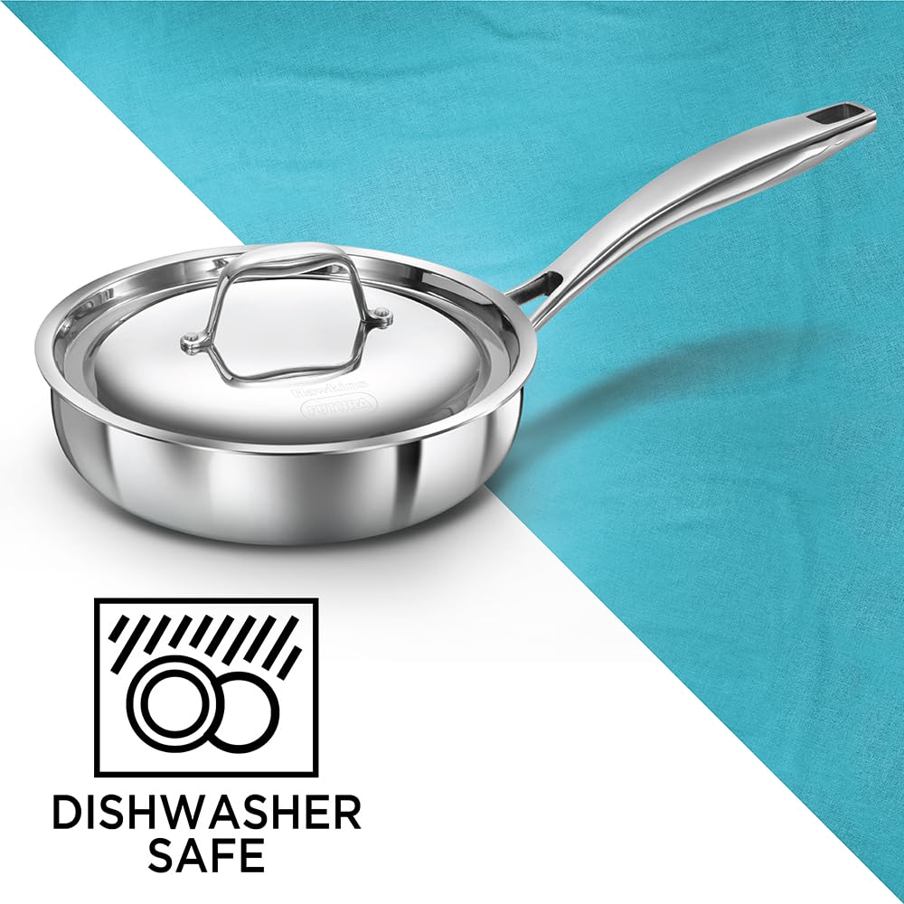 Hawkins Pro 18 cm Frying Pan, Triply Stainless Steel Fry Pan with Stainless Steel Handle and Stainless Steel Lid, Silver (PSF18S)