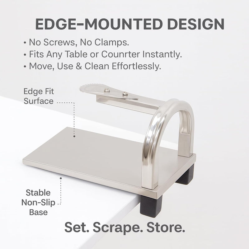 SS304 Tabletop Coconut Scraper Chirava | Manual Coconut Grater with Rubber Grip Base | Stainless Steel, Heavy Duty | Sits Firm on Tables & Slabs | Scrapes, Grates, Shreds — Kitchen & Home Use
