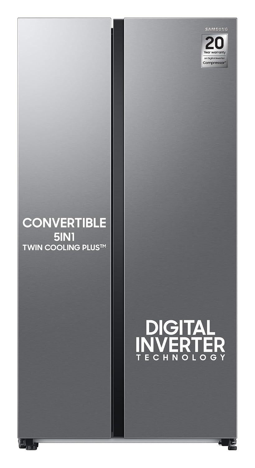 Samsung 644L Convertible 5-in-1 Side by Side with Wifi, SmartThings & AI (RS76CG8133SLHL, EZ Clean Steel)-1