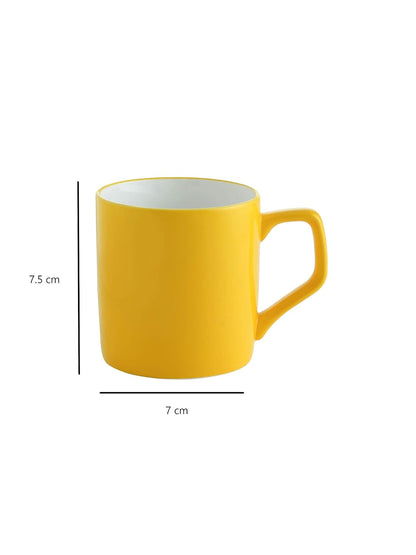 Clay Craft Fine Ceramic Solid Yellow and Green Coffee Mugs Set of 4 Perfect for Your Modern Kitchen and for Gifting Purpose