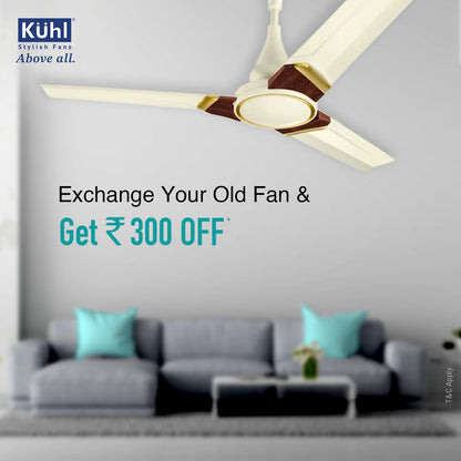 KUHL Prima A3 1200mm BLDC Ceiling Fan with Remote | INR 300 Off on Exchange | 5-Star Rated | High Airflow | Saves up to 65% Electricity | 5-Year Warranty | Ivory