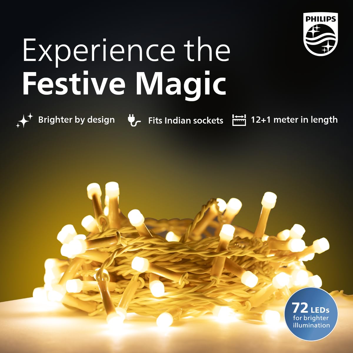 Philips Starlit 12 Meter 72 LEDs String Light for Decoration (58224-ww)