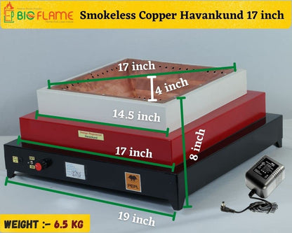 PEPL Mild Steel Smokeless 17" Diagonal Eco Friendly Pollution Free Havan Kund - Large , 17 Inch, Mild steel