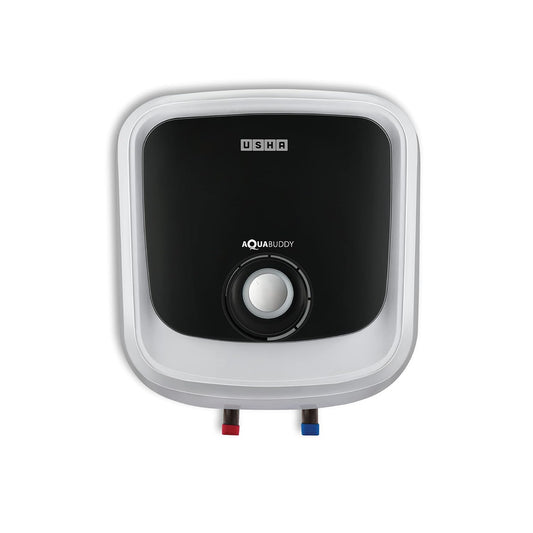 USHA Aquabuddy 15 Litre Storage Wall Water Heater With Free Installation (White Black)