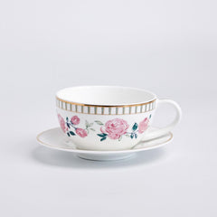 Magique by The Wishing Chair x ClayCraft : Portrait of a Rose - Tea for One Giftbox | Ceramic Tea Cup and Saucer| Dishwasher Safe | Festive Gifting | GiftBox Packaging