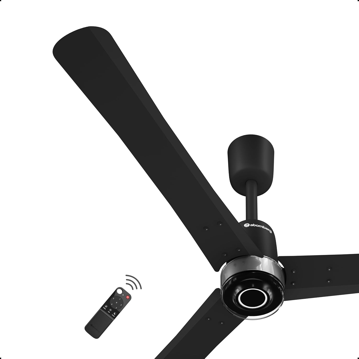 atomberg Renesa Elite 1200mm BLDC Ceiling Fan with Remote Control | BEE 5 star | High Air Delivery with Moonbeam LED Light | New Sleek Design | Newly Launched | 5 Year Warranty | Midnight Black