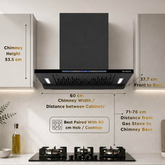 Faber SLIMX 60cm 1500m³/hr BLDC Autoclean Filterless T-Shape Chimney||Built In Oil Collector|Touch & Gesture Control|12Y