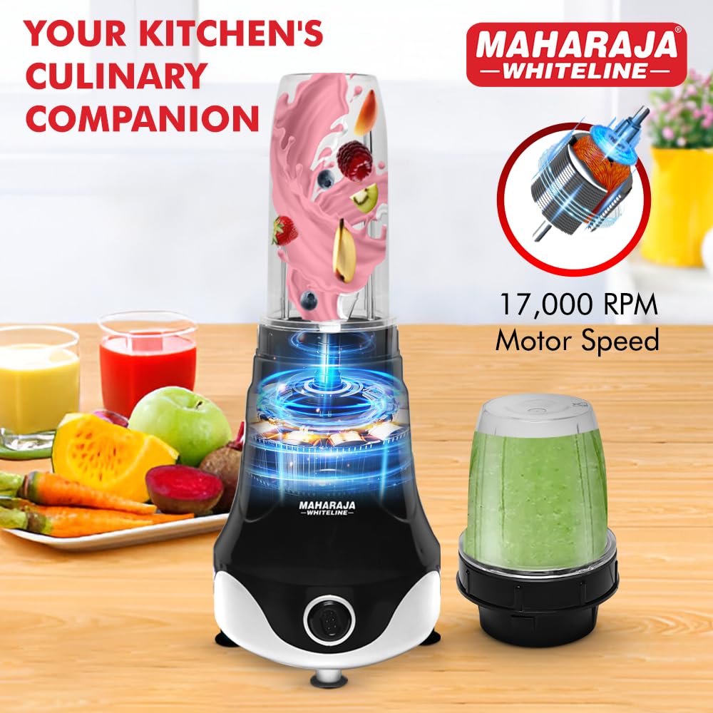 Maharaja Whiteline Xpress Blend Mixer Grinder With 3 Jars 400 Watt- Mx-280 (Black & White) Plastic