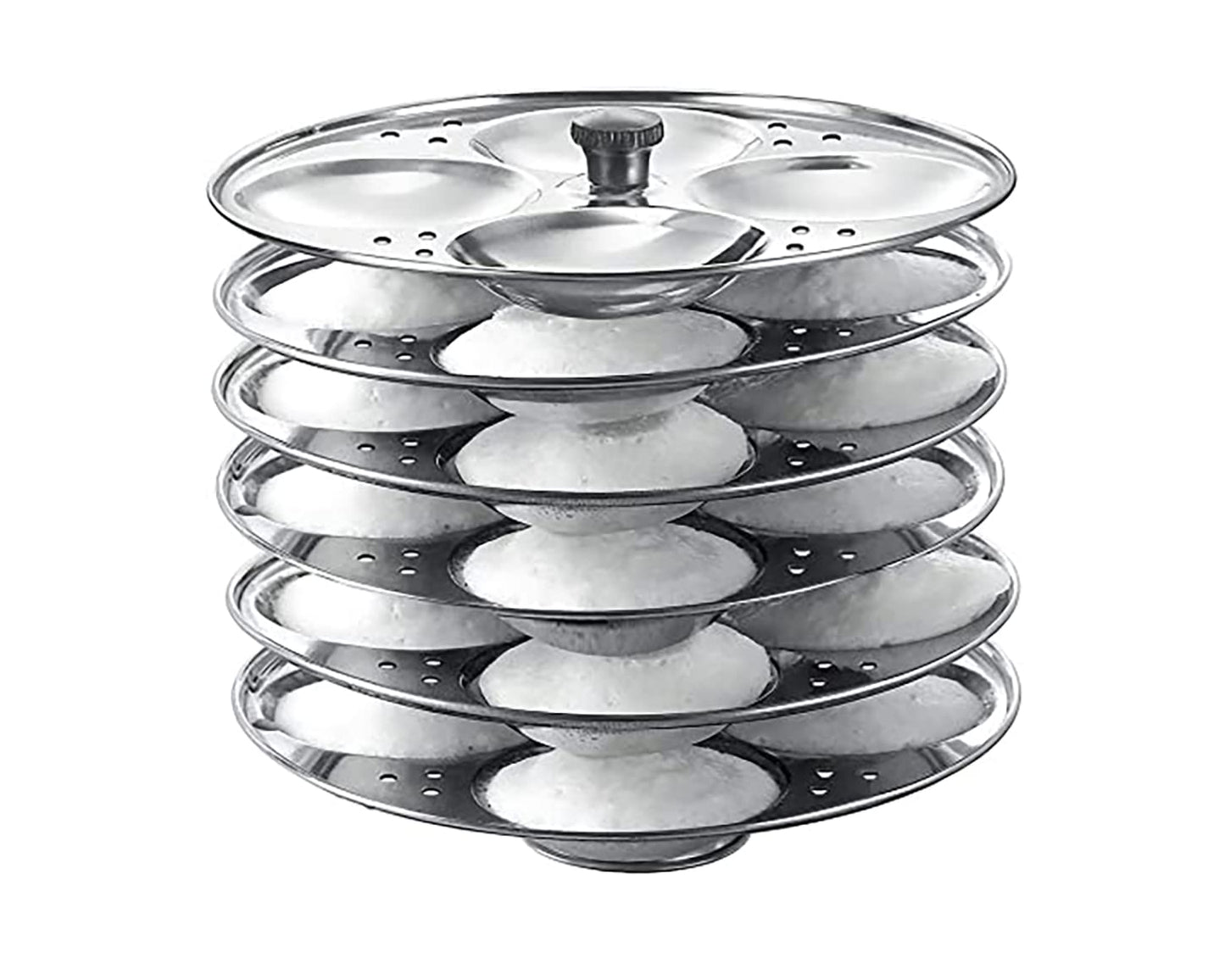 Prithi Home's and Kitchen Stainless Steel Non Stick Idli Plates Idli Maker| Idli Stand with Holes for Pressure Cooker, Idly Pot,Idly cooker,Kadai etc (2 Plates)