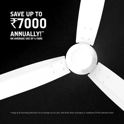Crompton Energion Groove 1200mm (48 inch) Ceiling Fan (Opal White), Pack of 1, (5 Years Warranty)