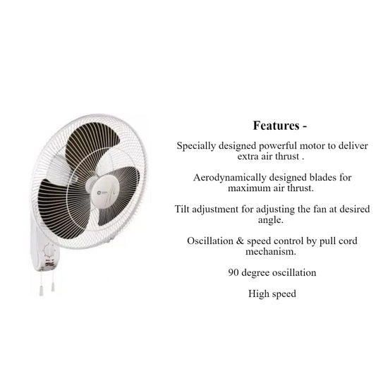 Orient Electric Wall-47 400mm Wall Fan High speed (grey)