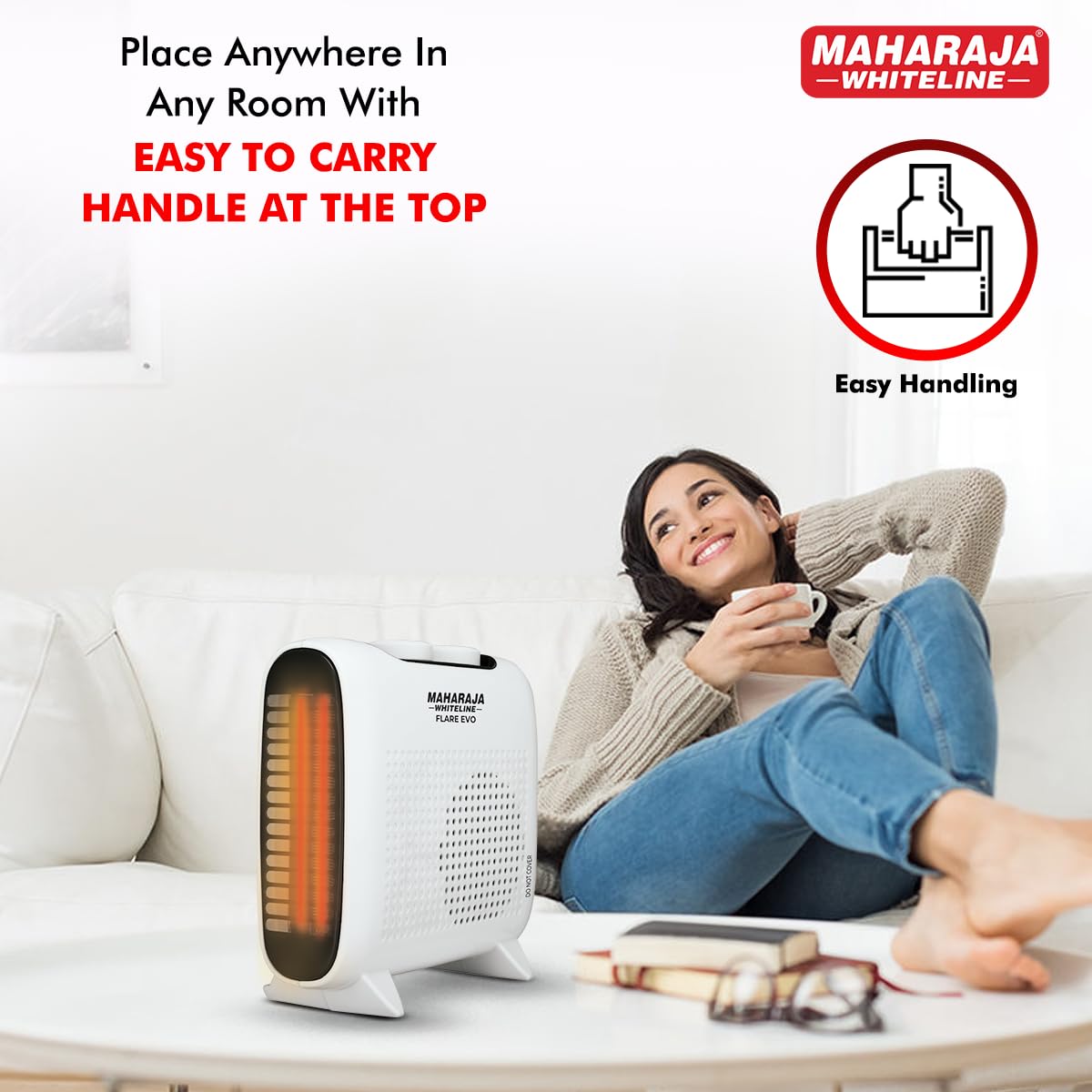 Maharaja Whiteline Flare Evo Room Heater | 2 Heating Element | 2000W - 1 Year Warranty (Grey & Black)