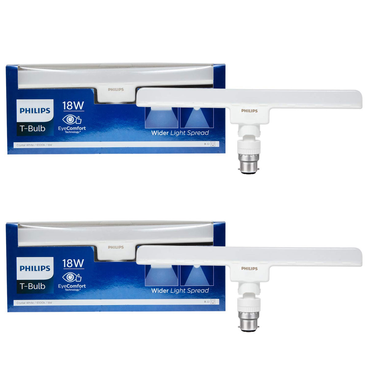 Philips 18W B22 LED Cool White T-Bulb, Pack of 2 (929001923213)