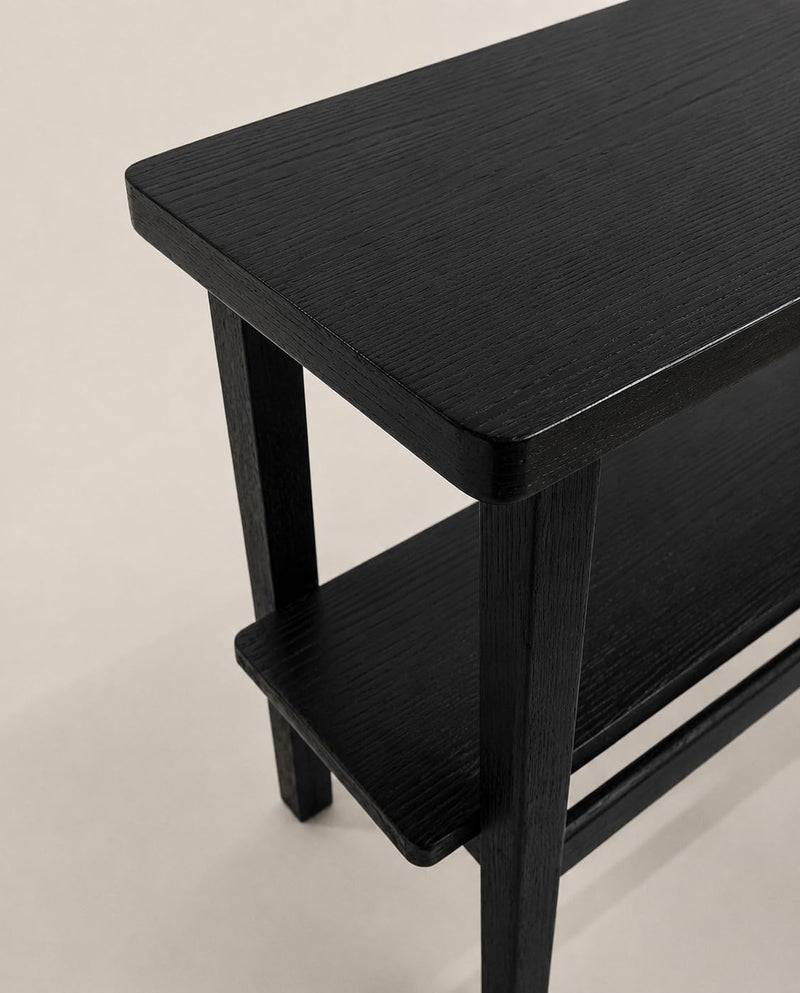 Solid Sheesham Wood C Shape Side Table for Living Room | Modern Sofa End Table | Wooden Laptop Table for Bed | 