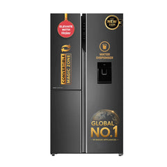 Haier 592 L 3 Star Frost Free Expert Inverter Smart Sense AI enabled 3-Door Side by Side Refrigerator (HRT-683WGKU1, Graphite Black, Magic)-1