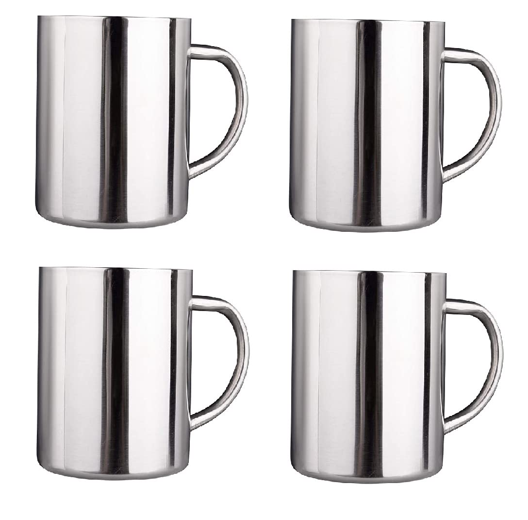 Rudra Exports Stainless Steel Double Wall Coffee Mug 500 ml Coffee Mug Tea Cups, Camping Mugs Sets (Pack of 4)
