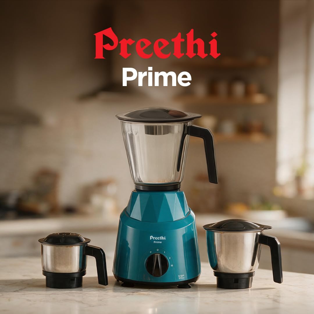 Preethi Prime Stainless Steel Mixer Grinder for Kitchen, 750 Watt, Green
