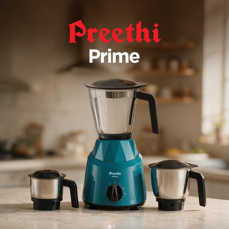 Preethi Prime Stainless Steel Mixer Grinder for Kitchen, 750 Watt, Green
