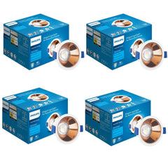 Philips 7 Watt Rose Gold Reflector LED Ceiling COB Round Spot Light with Focused Beam (Pack of 4)