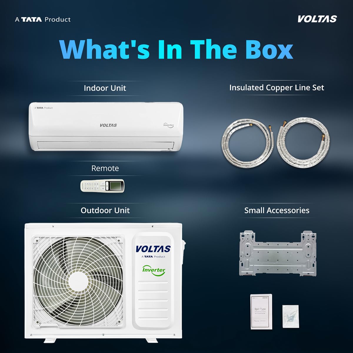 Voltas 2 ton 3 Star,New star rated, Inverter Split AC (Copper, Convertible 5-in-1 Cooling Mode, 2-Way Air Swing, Anti-dust Filter with Anti Microbial Coating, Auto Clean, (243INV CAM, White)