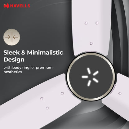 Havells FAB BLDC ULED Ceiling Fan 1200mm, 5 star, LED Speed Indicator, 380 RPM, Up to 65% Savings,Reverse Rotation,4 Speed Modes,Low Wattage 30W,Low Noise,Air Flow:225 CMM, 3 Year Warranty,Blush Ivory