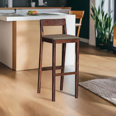 Elegant Sheesham Wood Bar Chair - Durable, Handcrafted, Comfortable Seating with Footrest, Ideal for Home Bar, 