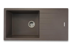 Faber Verona Ingranite36"X18"Single Bowl Sink with Drainboard &Plumbing Kit|25Yrs Warranty|Silent,Scratch,Dent & Heat Re