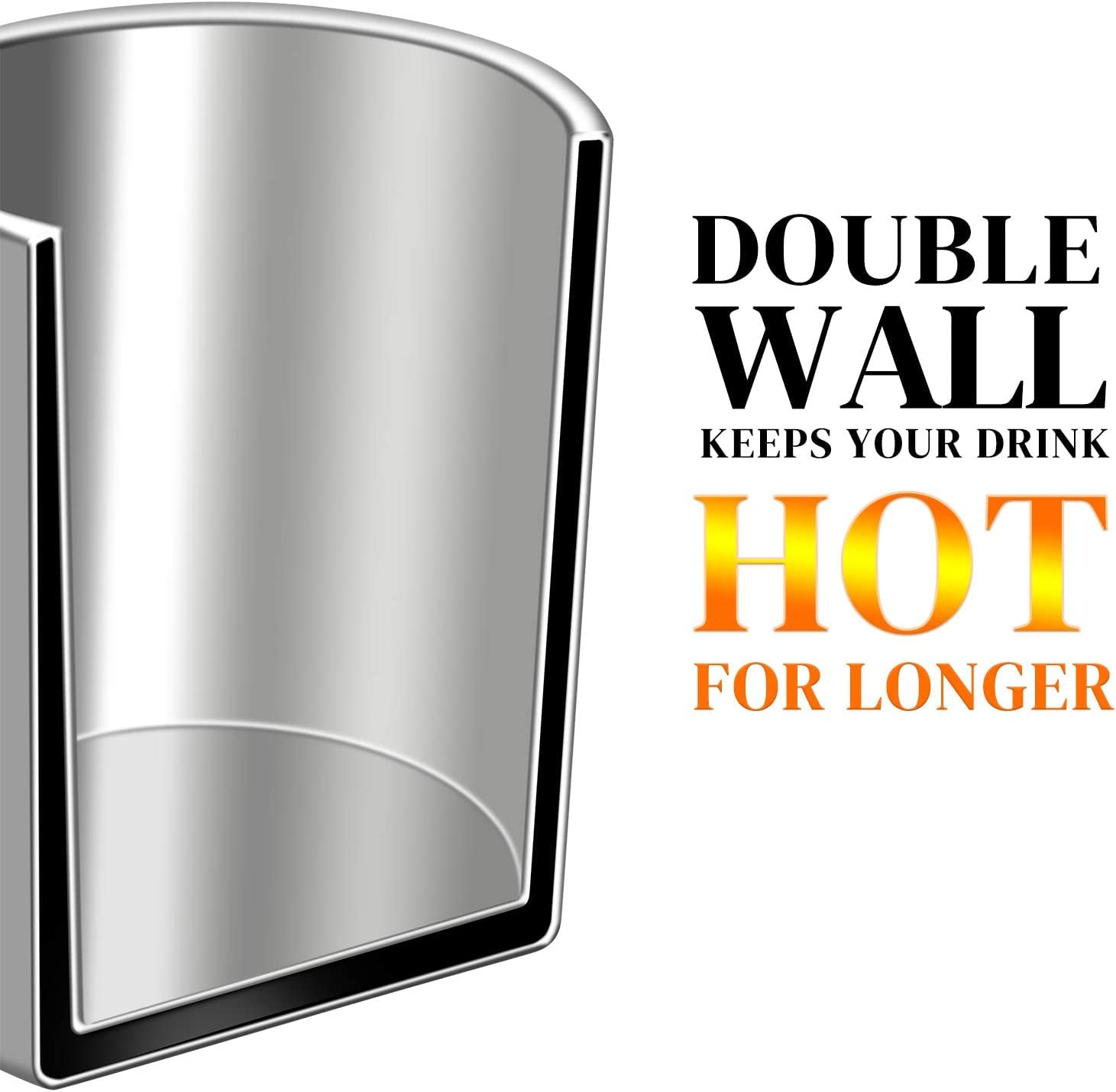Rudra Exports Stainless Steel Double Wall Coffee Mug 500 ml Coffee Mug Tea Cups, Camping Mugs Sets (Pack of 4)