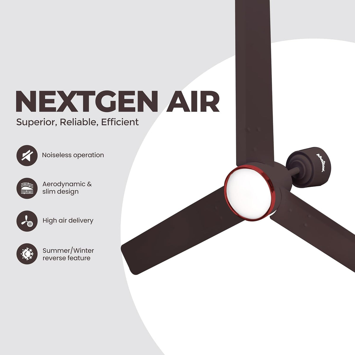 Khaitan Airwave Underlight BLDC 1200 mm Ceiling Fan with Remote | 5 Star (Black)-3