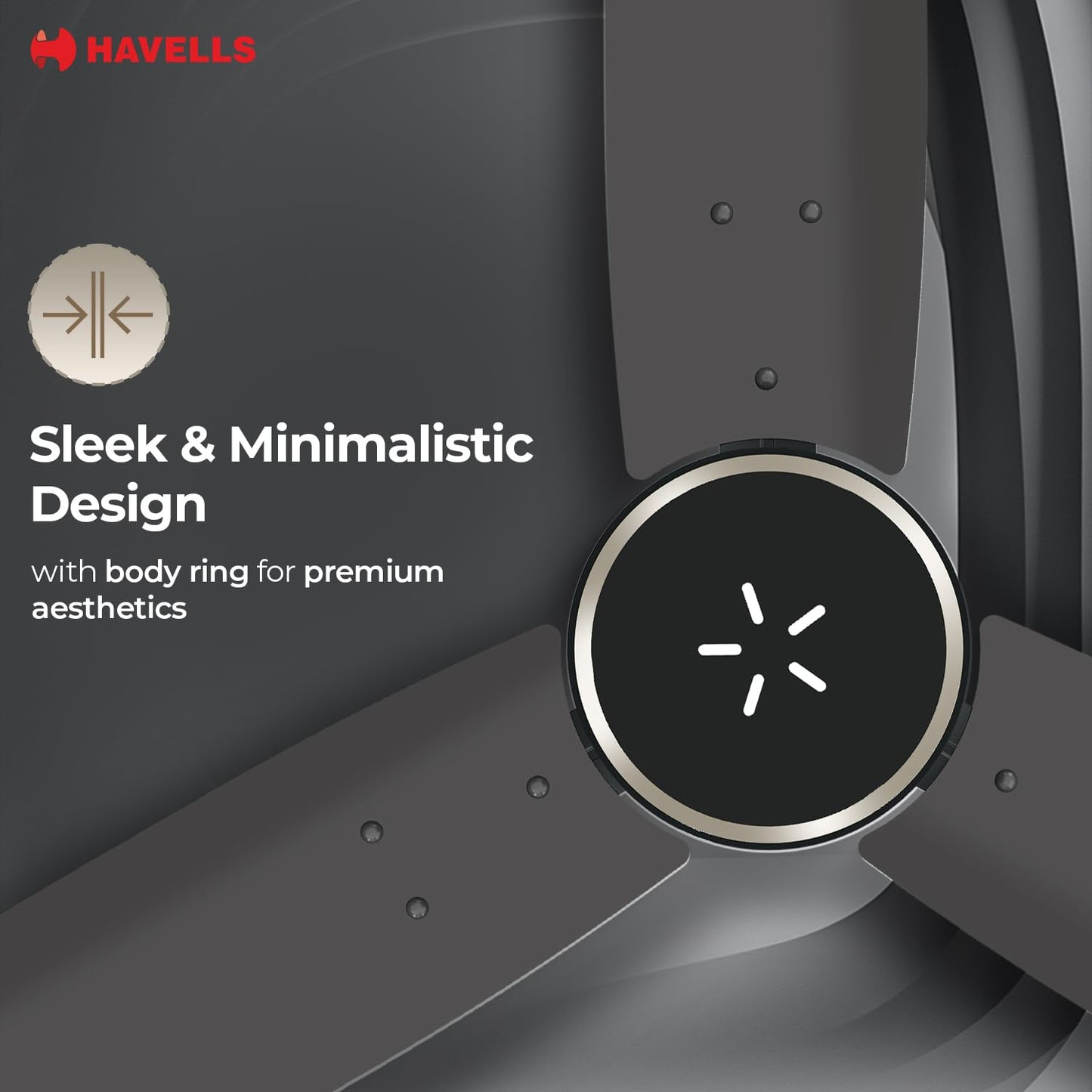 Havells FAB BLDC ULED Ceiling Fan 1200mm, 5 star, LED Speed Indicator, 380 RPM, Up to 65% Savings,Reverse Rotation,4 Speed Modes,Low Wattage 30W,Low Noise,Air Flow:225 CMM, 3 Year Warranty,Smoke Brown