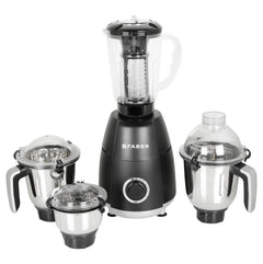 Faber Crown 800W Blender Mixer Grinder, 3 SS Clip Lock Jars + 1 PC jar || Low-Noise Copper Motor, up to 20000 RPM Speed 