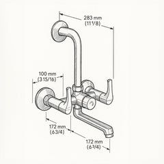 HOUZA Brass Wall Mixer for Bathroom 2 in 1 with L-Bend Provision for Overhead Shower | Hot & Cold Water Wall Mixer Tap for Bathroom | Chrome Finish