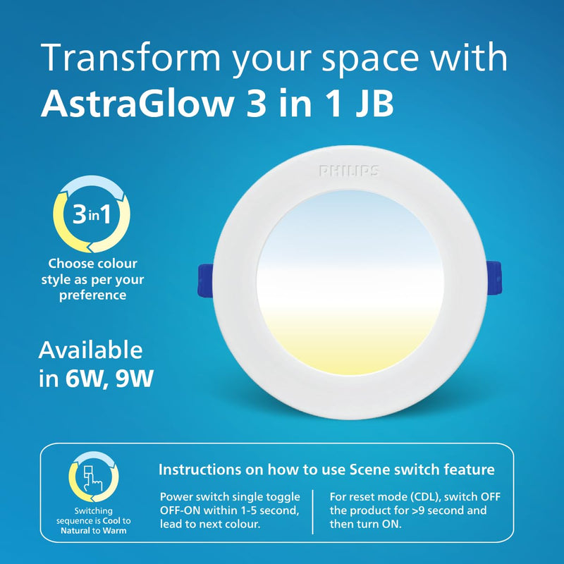 Philips 6W AstraGlow 3in1 LED Downlight