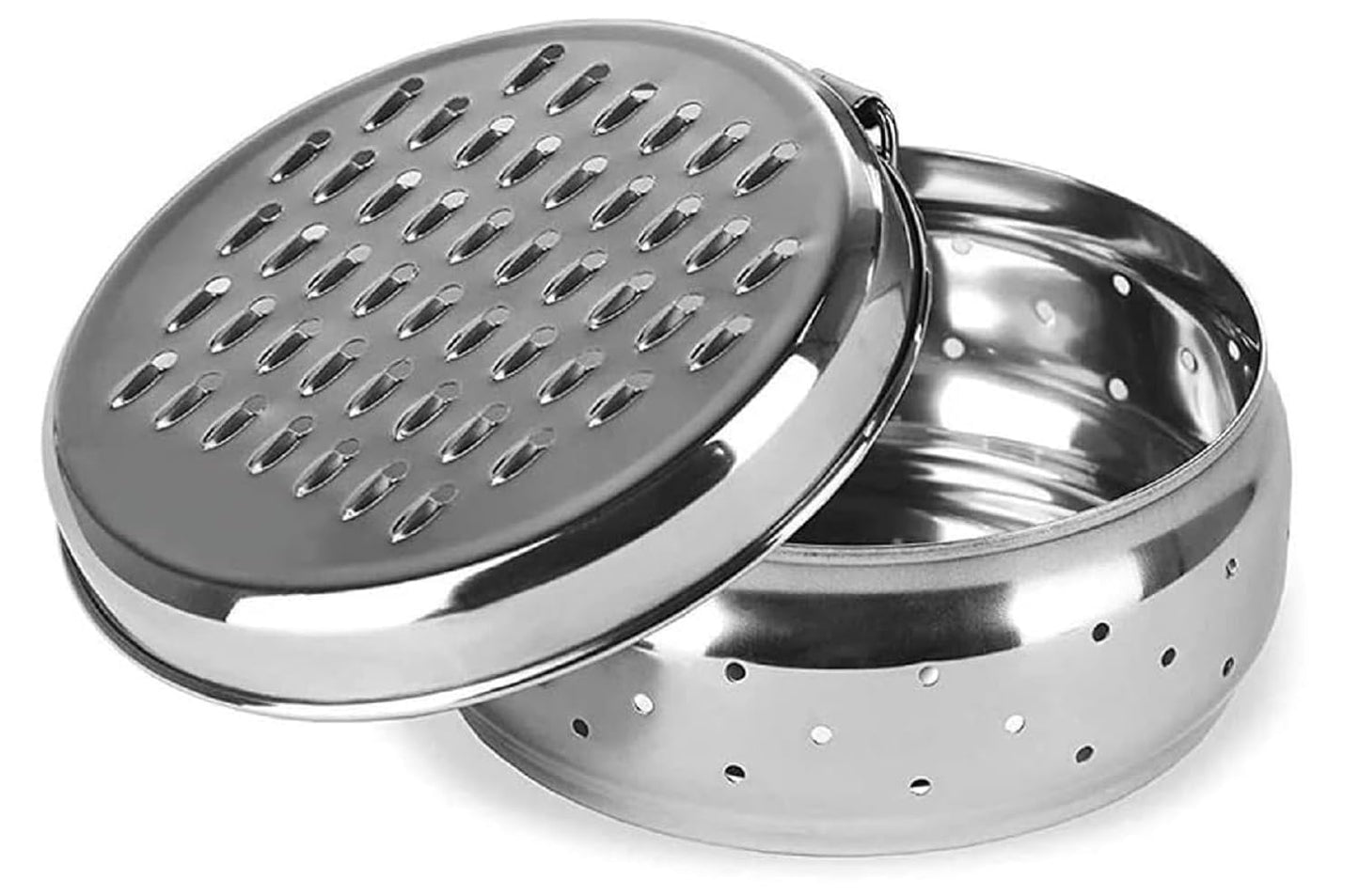 Dynore Stainless Steel Spill Free Vegetable Grater For Cheese, Carrots, Potato, Cucumber Grater With Container Box Storage/Khamni Dabba Medium