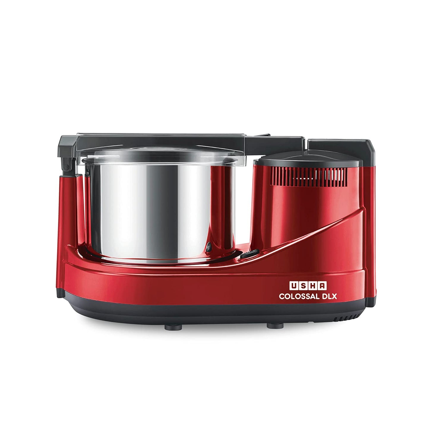 USHA ABS Colossal DLX Wet Grinder 150 W, 2 LTR, 100% Copper Motor and Dual Flow Breakers for Faster, Smooth Batter with Atta Kneader and Coconut Scrapper (Red)