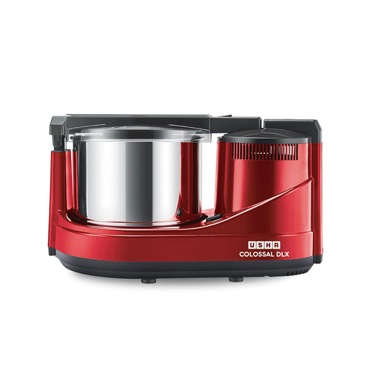 USHA ABS Colossal DLX Wet Grinder 150 W, 2 LTR, 100% Copper Motor and Dual Flow Breakers for Faster, Smooth Batter with Atta Kneader and Coconut Scrapper (Red)