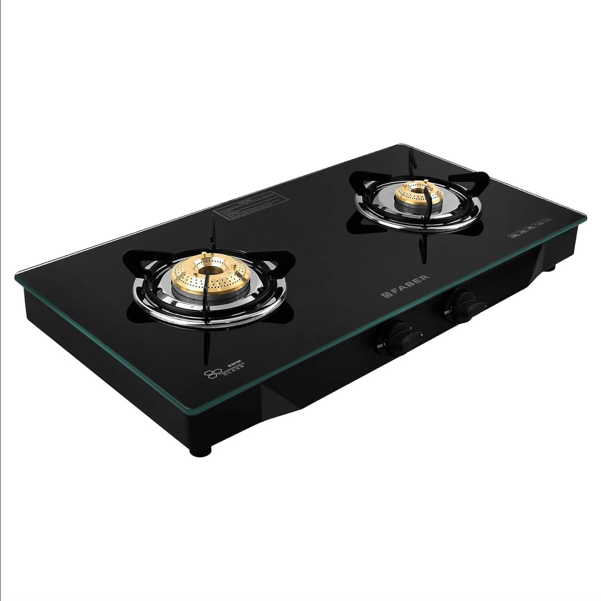 Faber Jumbo 2 Burner Black Cooktop with Glass Top| Brass Burners | Easy to clean | 2 Years comprehensive Warranty | 5 Ye